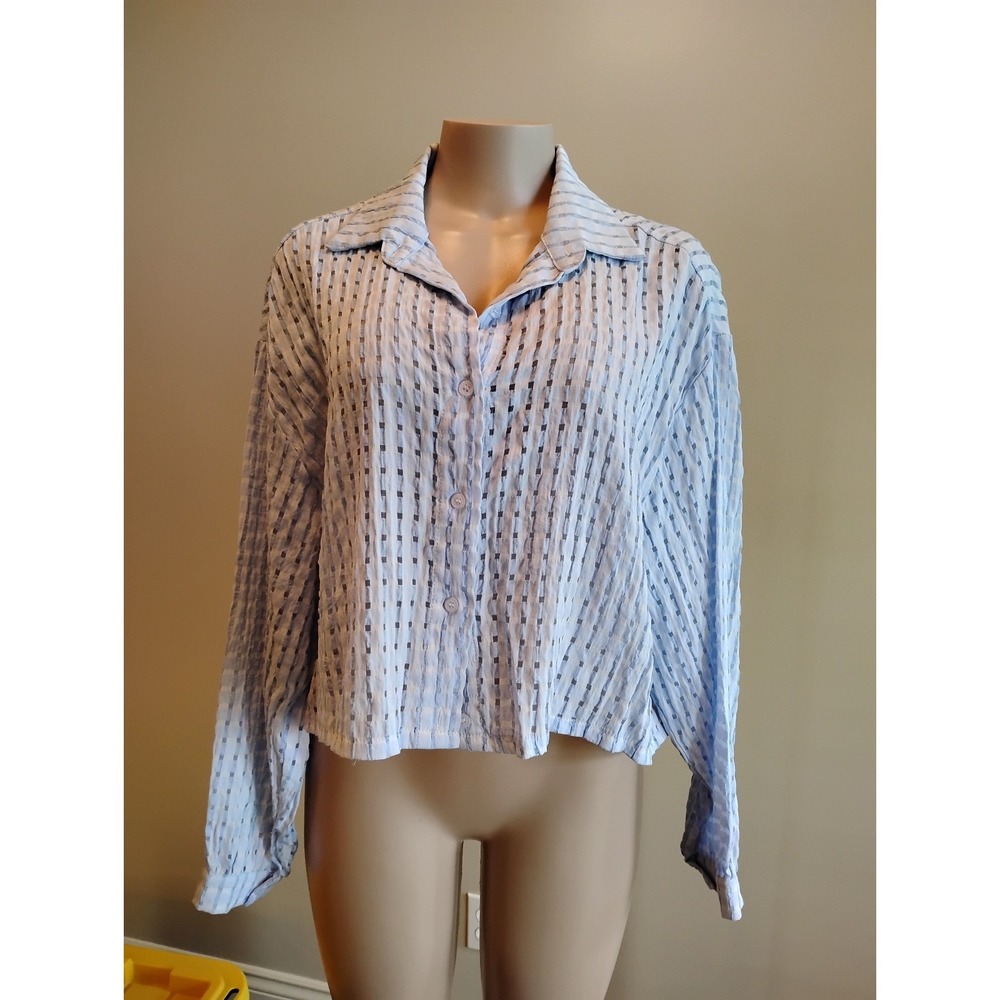 Peach Button Up Striped‎ Shirt